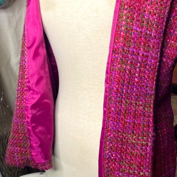🌷 Studio by Liz Claiborne🌷Vibrant Tweed Fringe Jacket Blazer - Picture 3 of 7